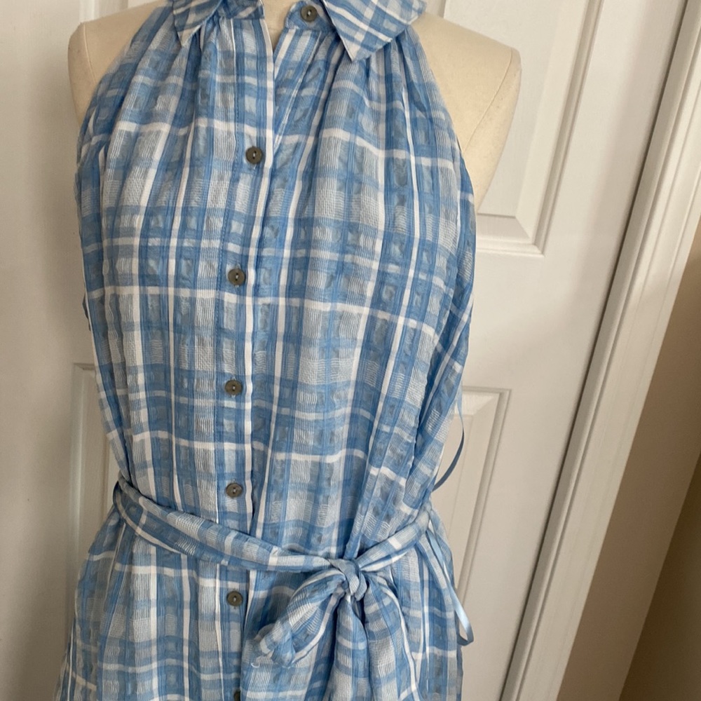 Antropologie blue gingham midi shirt dress size 2x plus Dorothy - Picture 13 of 15